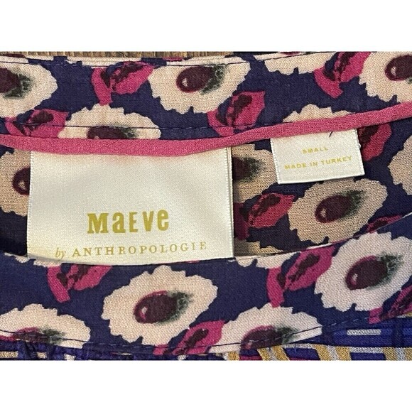 Anthropologie Maeve Purple Multicolor Cheyenne Peplum Top Small - Picture 3 of 7